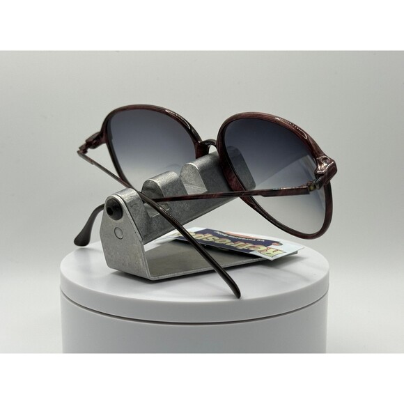 Vintage Oversize Sunglasses NOS Preppy Style Grey Fade Lens Wood Grain Frame 80s - Picture 7 of 9